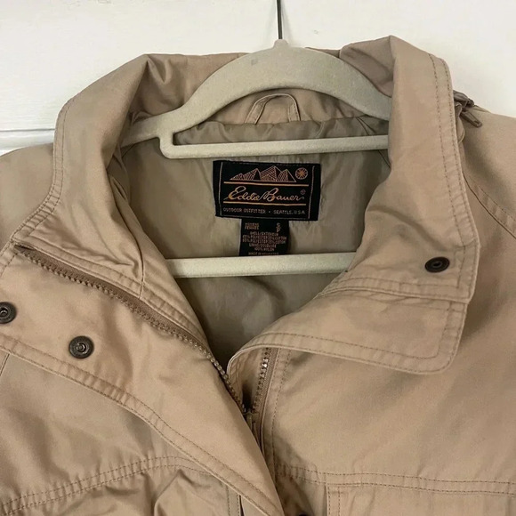 Eddie Bauer Women’s Beige Outdoor Utility Jacket Parka Vintage Coat Size Small - Picture 5 of 13